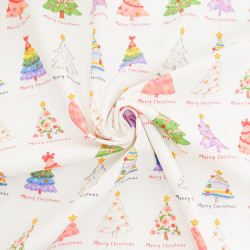 Multicolored Christmas Tree Print Poplin - Maison Klem