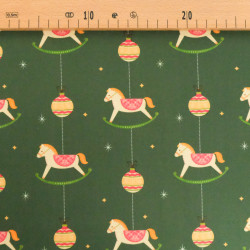 Traditional Christmas Horse Print Poplin - Maison Klem