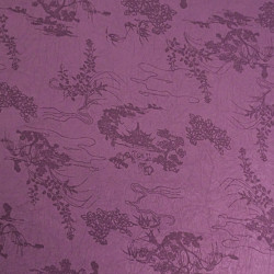 Jacquard Fabric Silk Effect Asian Style Plum - Maison Klem