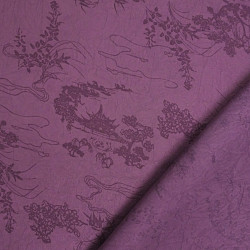 Tissu Jacquard Effet Soie Esprit Asiatique Prune - Maison Klem