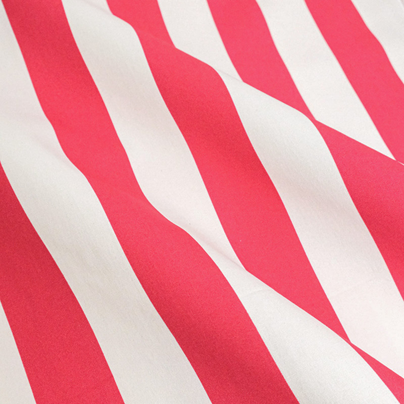 Raspberry and White Striped Canvas - Maison Klem