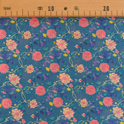 Sonia Printed Cotton Scarf with Blue Background - Maison Klem