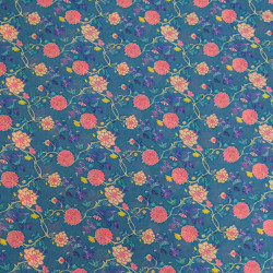 Sonia Printed Cotton Scarf with Blue Background - Maison Klem