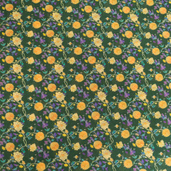 Voile de Coton Imprimé Sonia Fond Vert - Maison Klem