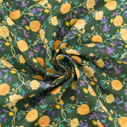 Sonia Printed Cotton Scarf with Green Background - Maison Klem