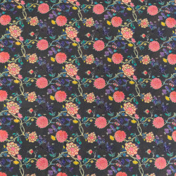 Sonia Printed Cotton Poplin Anthracite Background - Maison Klem