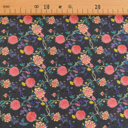 Sonia Printed Cotton Poplin Anthracite Background - Maison Klem