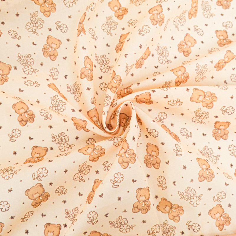 Popeline de Coton Imprimé Cosy Bear - Maison Klem