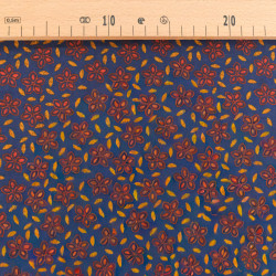 Printed Cotton Poplin Indian Vibes Saffron Blue - Maison Klem