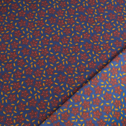 Voile de Coton Imprimé Indian Vibes Bleu Safran - Maison Klem