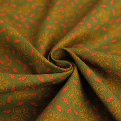 Green and Orange "Indian Vibes" Printed Cotton Scarf - Maison Klem