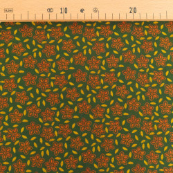 Voile de Coton Imprimé Indian Vibes Vert Ocre - Maison Klem