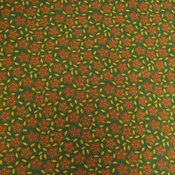 Printed Cotton Poplin Indian Vibes Ochre Green - Maison Klem