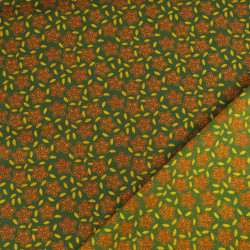 Voile de Coton Imprimé Indian Vibes Vert Ocre - Maison Klem