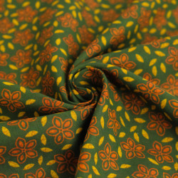 Green and Ochre "Indian Vibes" Printed Cotton Scarf - Maison Klem