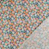 Lula Blue and Pink Printed Cotton Scarf with Blue Background - Maison Klem