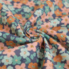 Lula Blue and Pink Printed Cotton Scarf with Blue Background - Maison Klem