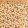 Lula Yellow, Pink, and Khaki Printed Cotton Scarf with an Ecru Background - Maison Klem