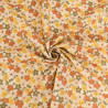 Lula Yellow, Pink, and Khaki Printed Cotton Scarf with an Ecru Background - Maison Klem