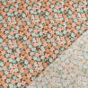 Lula Blue and Pink Printed Cotton Scarf with Khaki Background - Maison Klem