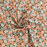 Lula Blue and Pink Printed Cotton Scarf with Khaki Background - Maison Klem