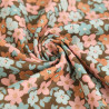 Lula Blue and Pink Printed Cotton Scarf with Khaki Background - Maison Klem