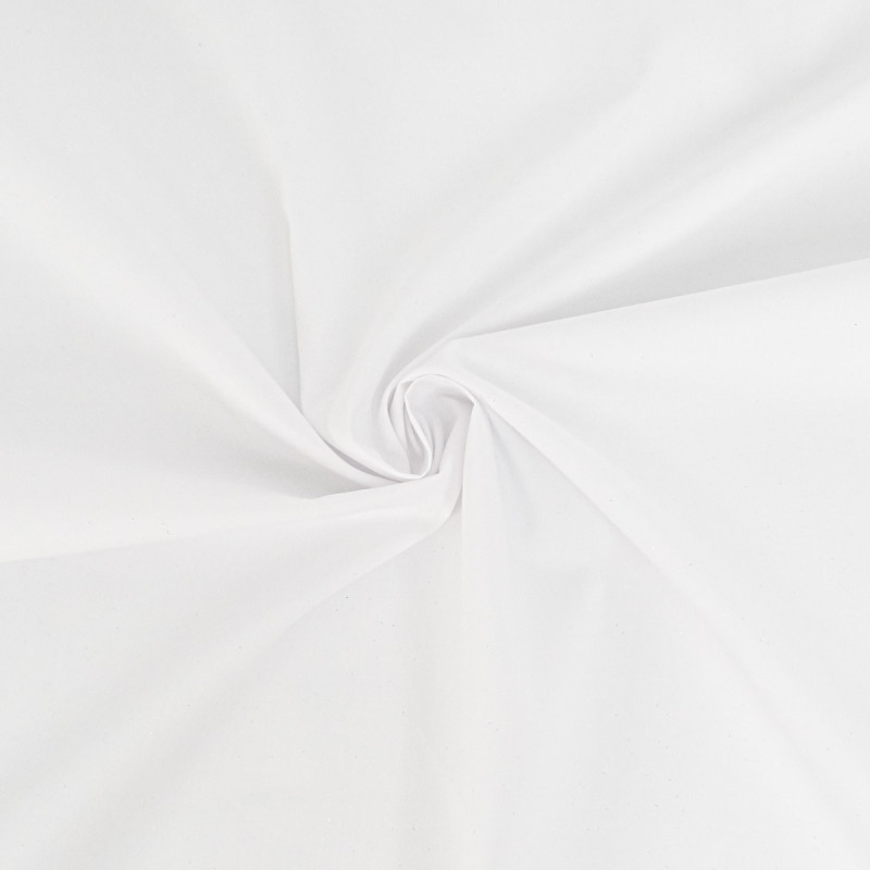 White Cotton Poplin with Silver Sequins - Maison Klem