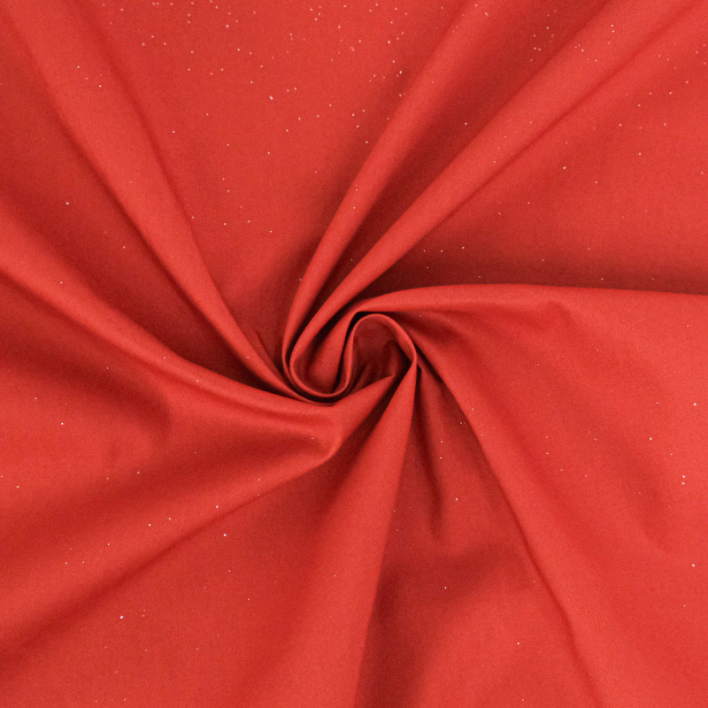 Terracotta Silver Glitter Cotton Poplin - Maison Klem