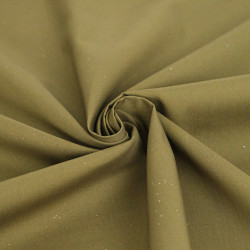 Khaki Cotton Poplin with Silver Sequins - Maison Klem