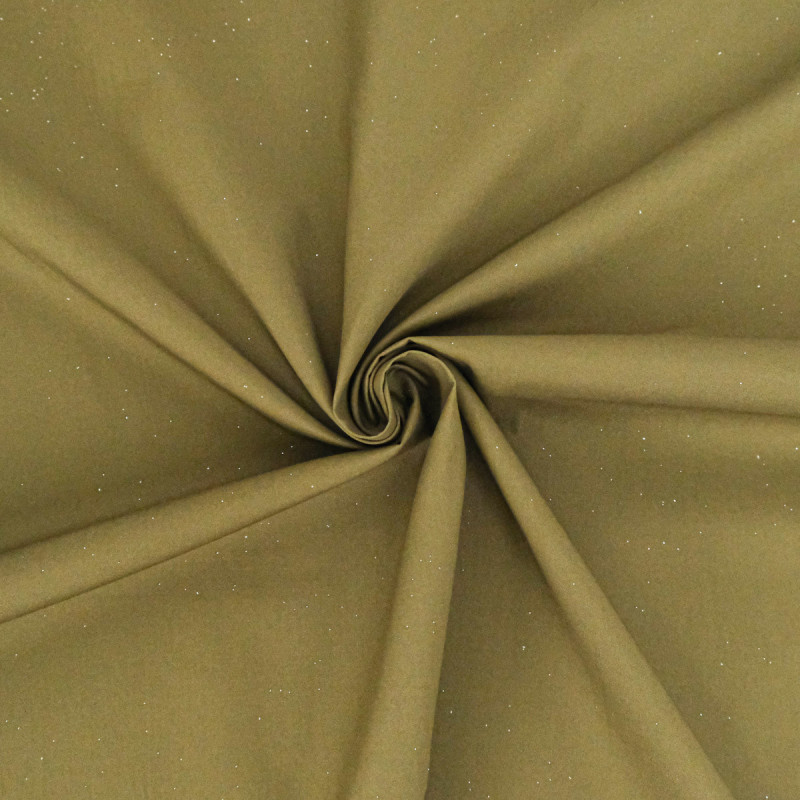 Khaki Cotton Poplin with Silver Sequins - Maison Klem