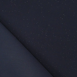 Navy Blue Silver Sequined Cotton Poplin - Maison Klem