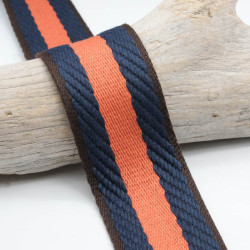 Sangle Rayures Sport Chevrons 38mm Marine Terracotta - Maison Klem
