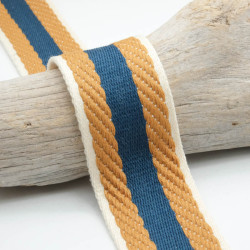 Sport Stripe Chevron Strap 38mm Mustard Peacock Ecru - Maison Klem