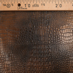 Chocolate-Brown Faux Leather - Crocodile - Maison Klem