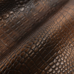Chocolate-Brown Faux Leather - Crocodile - Maison Klem