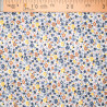 Tissu Coton Fleuri Champ d'été Bleu - Maison Klem