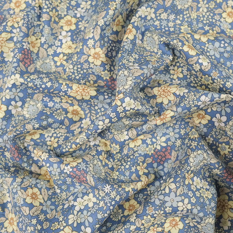 Henriette Blue Floral Cotton Poplin - Maison Klem