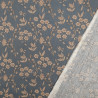 Beige Floral Cotton Poplin on a Blue-Gray Background - Eugenie - Maison Klem