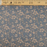 Beige Floral Cotton Poplin on a Blue-Gray Background - Eugenie - Maison Klem