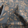 Eugenie Beige Floral Cotton Poplin Blue-Grey Background - Maison Klem