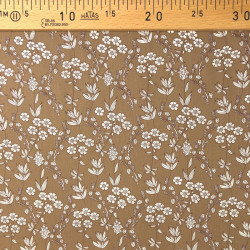 Popeline de Coton Fleur Beige Foncé - Maison Klem