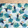White Poplin with Blue and Green Tropical Print - Maison Klem