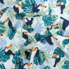 White Poplin with Blue and Green Tropical Print - Maison Klem