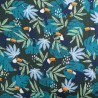 Dark Green Tropical Blue Printed Poplin - Maison Klem