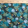 Popeline Imprimé Vert Foncé Tropical Bleu - Maison Klem
