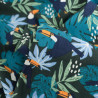 Dark Green Tropical Blue Printed Poplin - Maison Klem