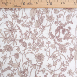 Taupe Floral Print Poplin on an Ecru Background - Maison Klem