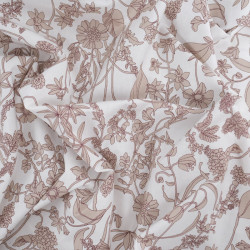 Taupe Floral Print Poplin on an Ecru Background - Maison Klem
