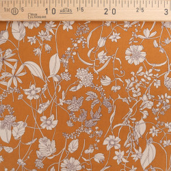 Beige Floral Print Poplin on Caramel Background - Maison Klem