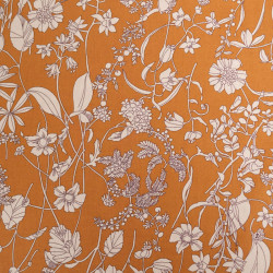 Beige Floral Print Poplin on a Caramel Background - Maison Klem